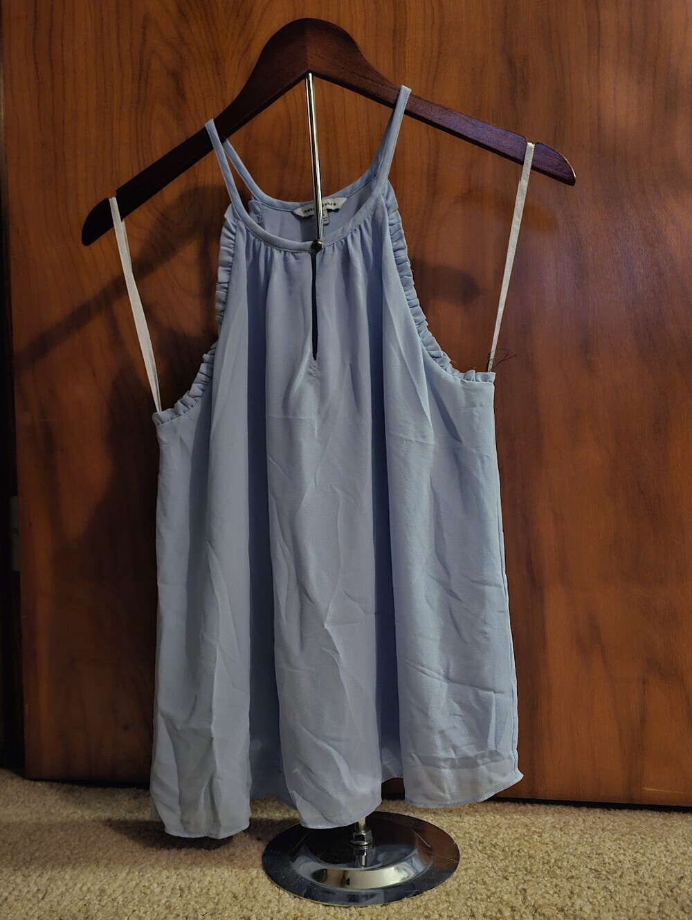 Naked Zebra Light Blue Halter Neck Sleeveless Blouse Size Small